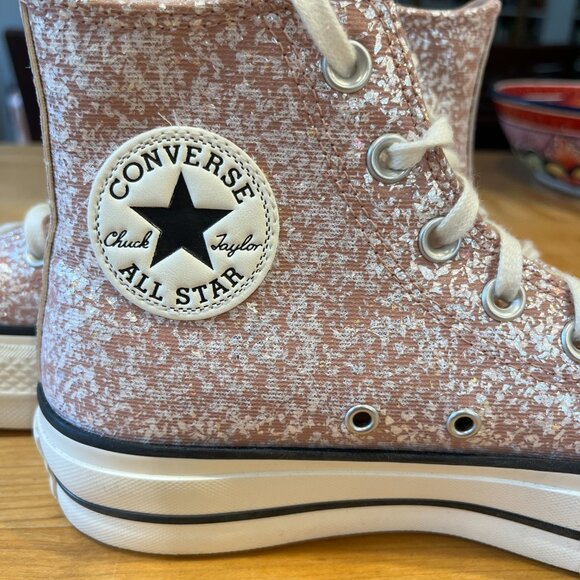 Pink sparkle Converse All-Stars high tops, like new - Picture 4 of 9